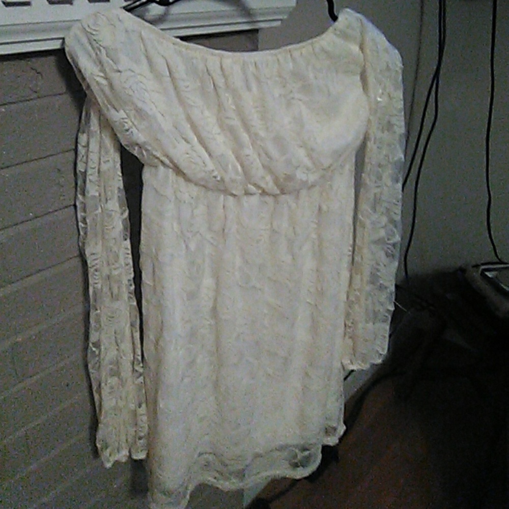 Gorgeous cream off shoulder dress